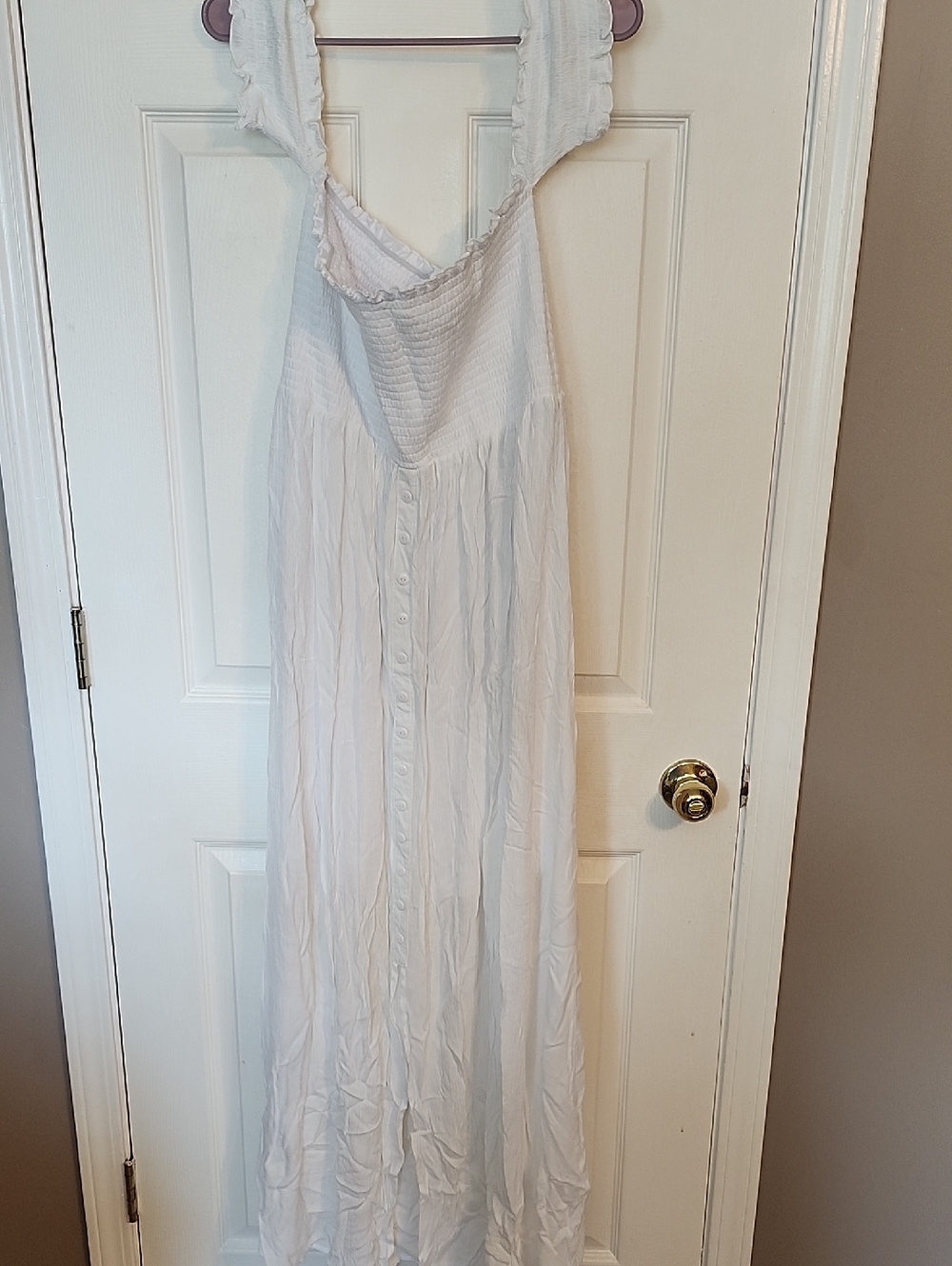 VENUS White Smocked Maxi Dress with Ruffled Straps